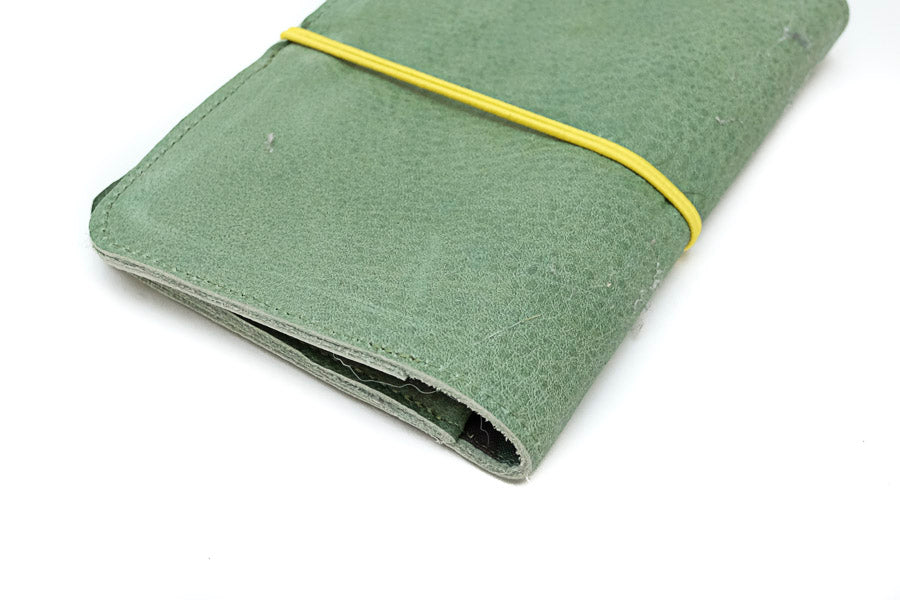 Soft green leather flat wallet