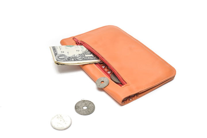 Leather wallet orange