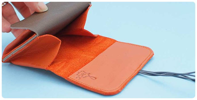 wallet orange leather