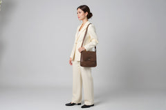 sac à main en cuir marron en bandoulière