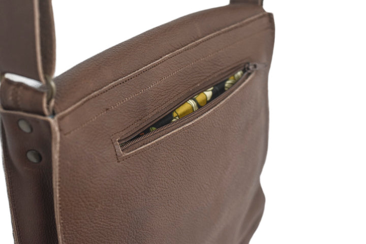 Brown leather handbag