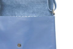 Sac à main cuir artisanal bleu bandouliere