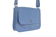 Sac à main cuir artisanal bleu bandouliere