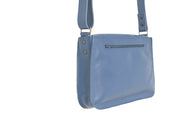 Sac à main cuir artisanal bleu bandouliere