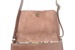 Sac à main bandoulière en cuir marron femme