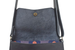 Sac à main cuir bleu marine
