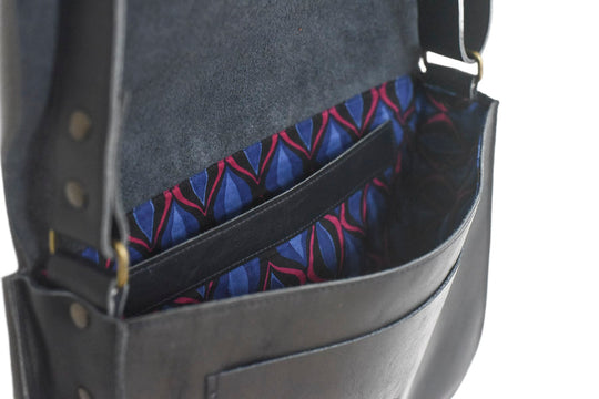 Sac à main cuir souple bleu marine