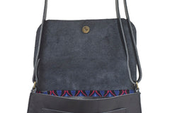 Sac à main cuir souple bleu marine