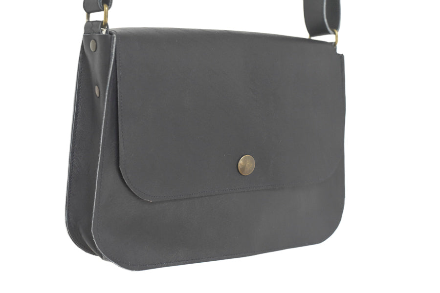 Sac à main cuir bleu marine