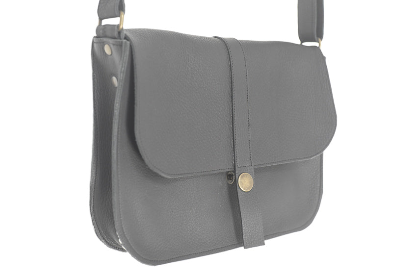 Handcrafted soft black leather handbag