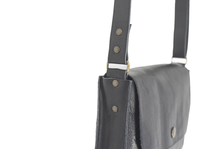 Black Soft Leather Shoulder Handbag
