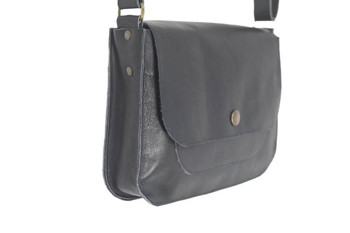 Black Soft Leather Shoulder Handbag