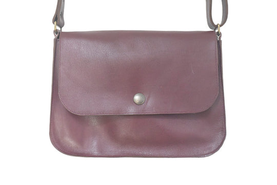 leather handbag Wine-colored color