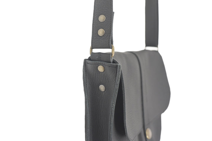 Handcrafted soft black leather handbag