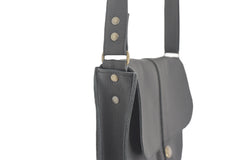 Handcrafted soft black leather handbag