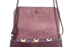 leather handbag Wine-colored color