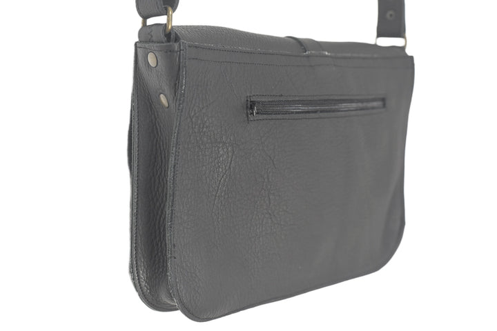 Handcrafted soft black leather handbag