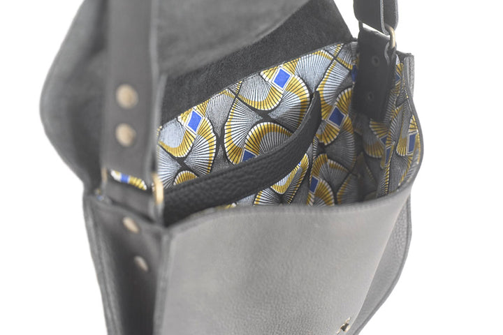 Handcrafted soft black leather handbag