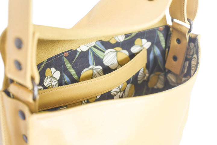 Yellow leather handbag