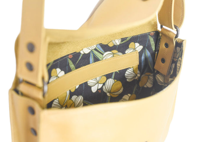 Yellow leather handbag