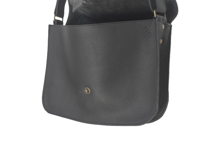Handcrafted soft black leather handbag
