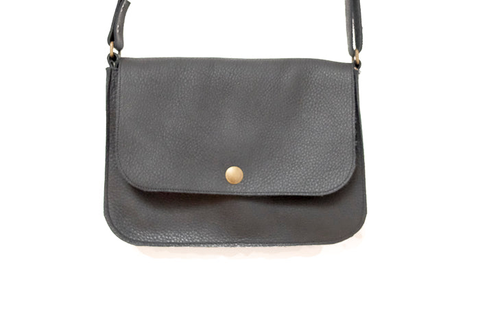 Black leather handbag