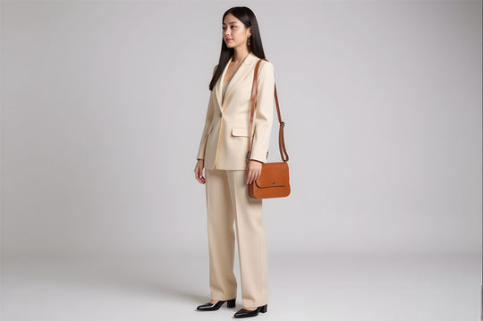 sac à main en bandoulière cuir clair marron