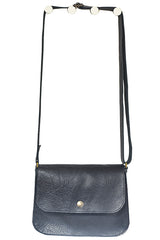 Black crossbody grained black leather handbag