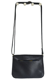 Black crossbody grained black leather handbag