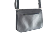 Black crossbody grained black leather handbag