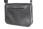 Black crossbody grained black leather handbag