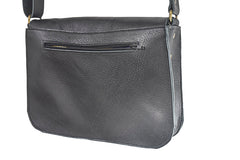 Black crossbody grained black leather handbag