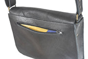 Black crossbody grained black leather handbag