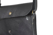 Black crossbody grained black leather handbag