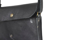Black crossbody grained black leather handbag