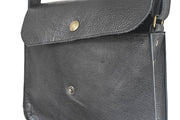 Black crossbody grained black leather handbag