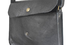 Black crossbody grained black leather handbag