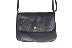 Black crossbody grained black leather handbag