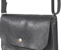 Black crossbody grained black leather handbag