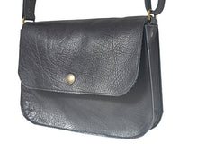 Black crossbody grained black leather handbag