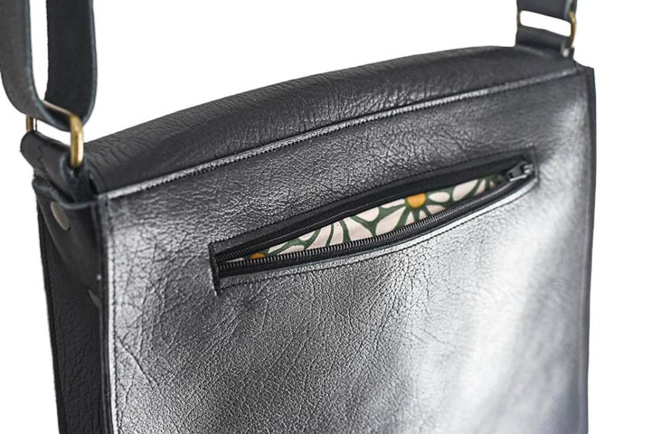 Large black crossbody handbag