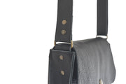 Black crossbody grained black leather handbag