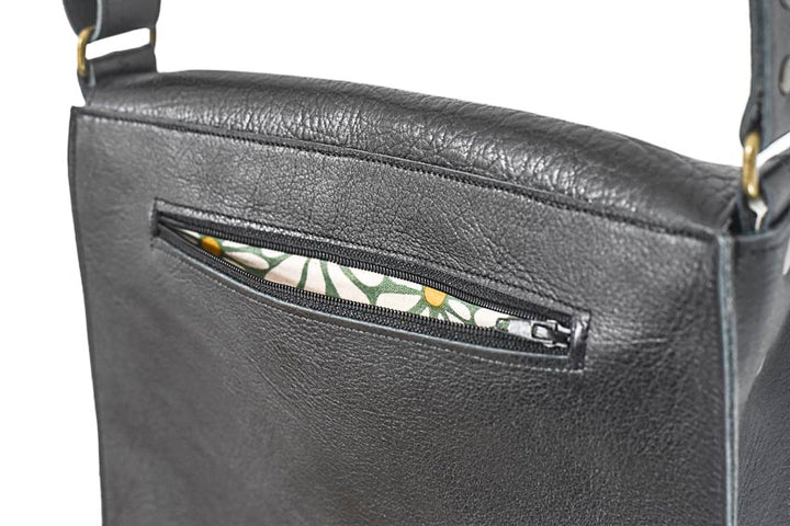 Large black crossbody handbag