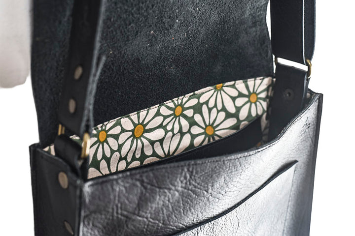 Large black crossbody handbag