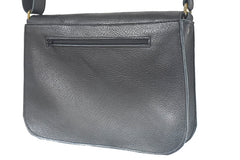 Black crossbody grained black leather handbag