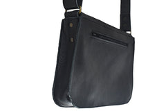 Black crossbody grained black leather handbag