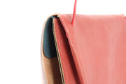 Shoulder leather bag with bellows