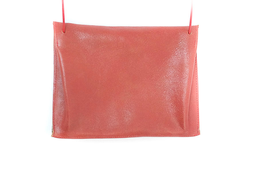 Shoulder leather bag with bellows