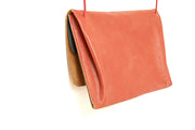 Shoulder leather bag with bellows