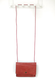 Shoulder leather bag with bellows